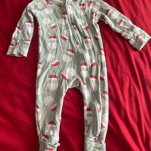 Bamboo Green Santa Print One-Piece Pajamas